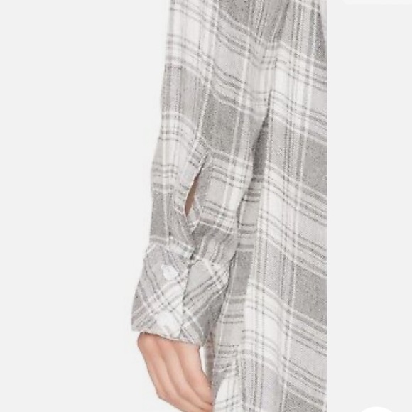 NWT Cloth & Stone long sleeves shirt dress, plaid white Heather gray, size M - Picture 5 of 8